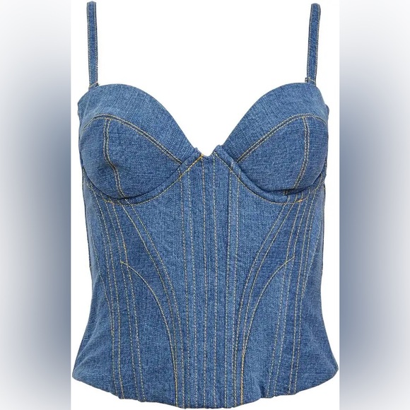 Fleur du Mal Tops - Fleur De Mal Denim Bustier with Removable Straps in Size 6 NWT